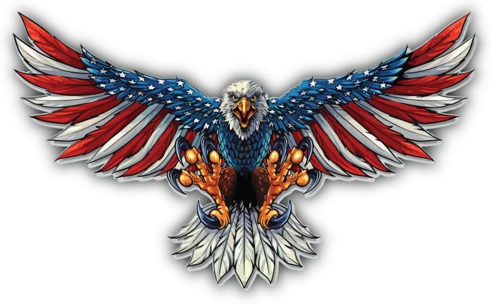 American Bald Eagle Flag Decal Sticker 3M USA Truck Bike Helmet Vehicle Window Wall (18" Wide)