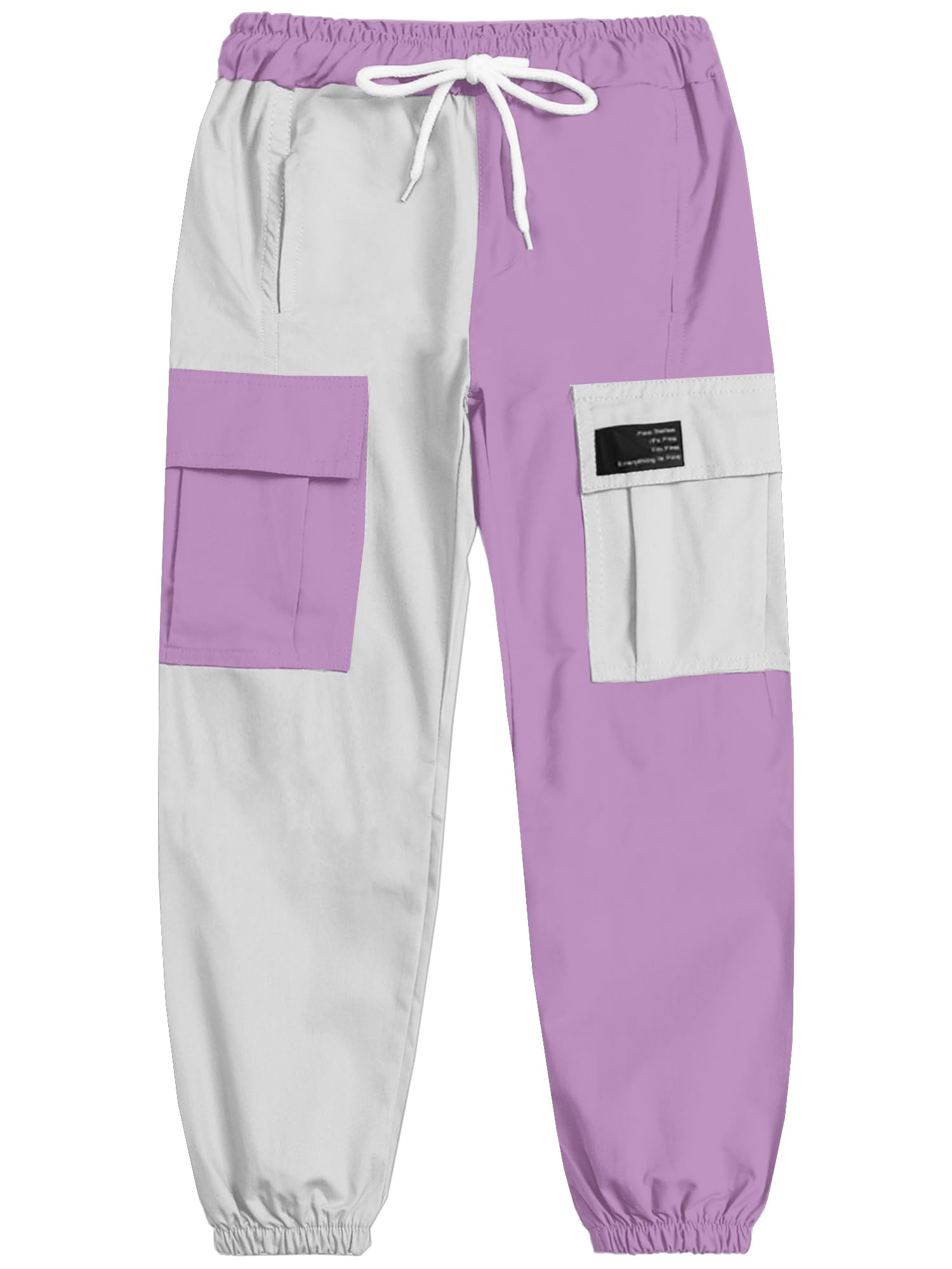 Cromoncent Girls&amp;Womens Cargo Pants Elastic Waist Lightweight Outdoor Jogger Pants, 6 Years - XX-Large