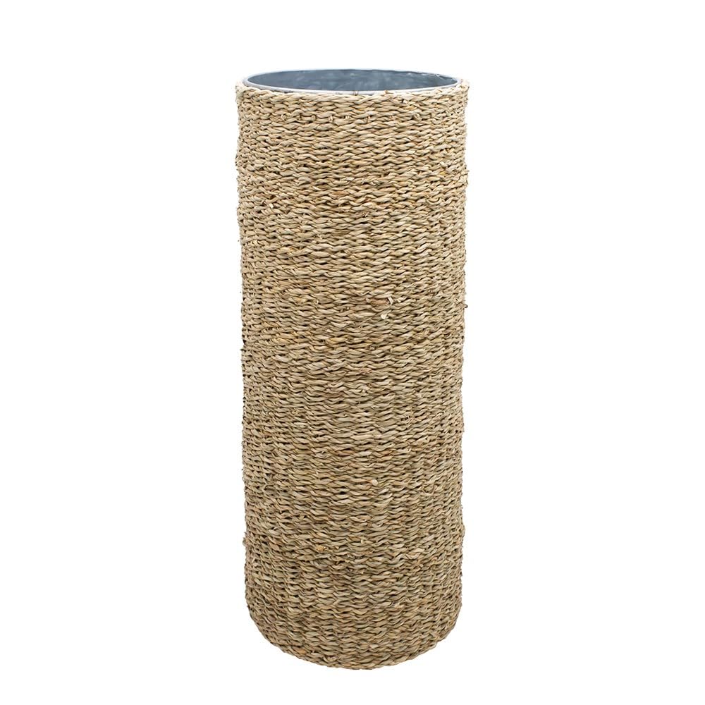 Porte Parapluie 21 x 21 x 57 cm Jonc de Mer Métal Rangement Parapluie Naturel