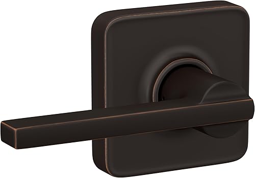 Miniatura 100 de Schlage Latitude F10 LAT 622 CEN Manija de paso con roseta Century, para pasillo y armario, negro mate Mate negro