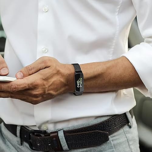 Miniatura 5 de Nigaee Bandas de metal compatibles con Fitbit Inspire 3, correa de malla de metal de acero inoxidable ajustable, correas de repuesto para mujeres y