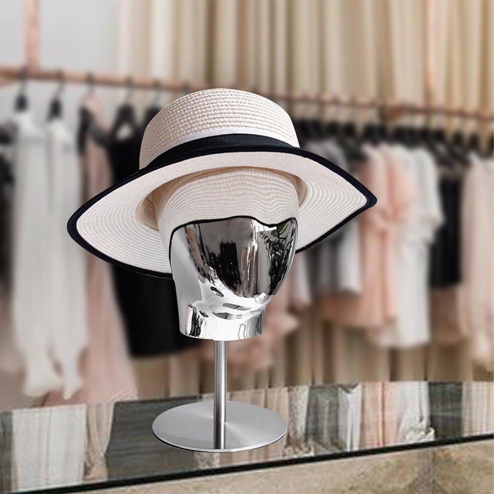 Support De Tête De Perruque en Métal, Support De Tête De Mannequin, Présentoir De Chapeau, Modèle De Tête De Mannequin Autoportant, Support De Chapeau pour Magasin, Centre Commercial, Salon