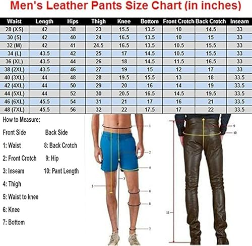 Mount Helicon Men's Thick Cowhide Leather Pants Trouser Jeans Bluf Gay Stripes Padded Rear Zip Bikers Summer (As1, Waist, Numeric_46, Regular, Black Padded) #TOP3