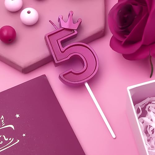 Miniatura 10 de Vela de número de cumpleaños de 3 pulgadas, vela con número 3D con decoración de corona, velas grandes para tartas de cumpleaños, bodas,