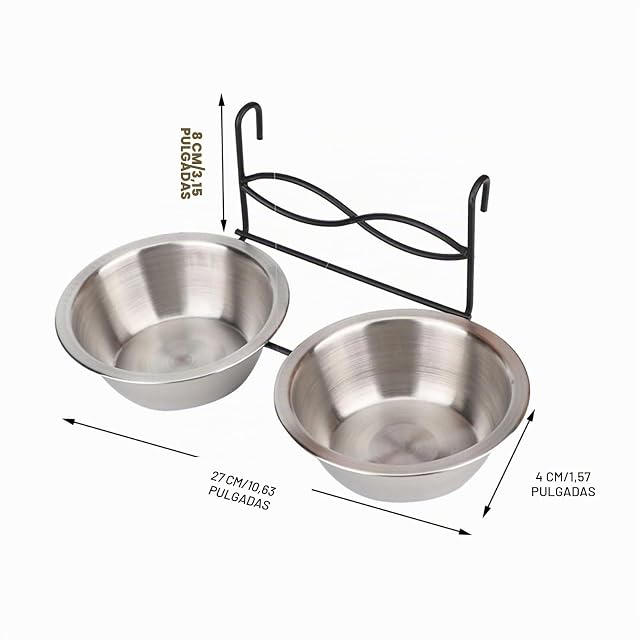 Foto 6 de 8 de Colgantes para Mascotas, Comedero Acero Inoxidable con Cuenco Agua Desmontable y Gancho, Ideal para Perros