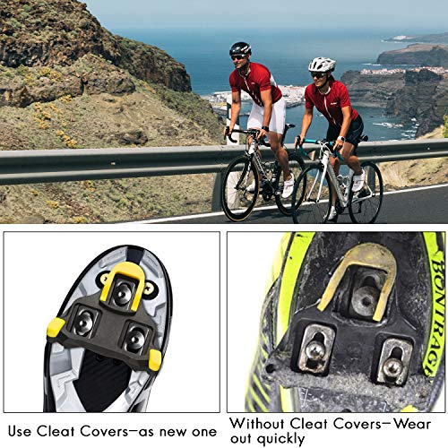 NAACOO Bike Cleats Compatible with Shimano SPD-SL SM-SH Cleats- Indoor Outdoor Peleton Spin Cycling Pedals Cleat & Road Bike Bicycle Clips Set-Self-Locking (6° Cleat Covers Set) - Thumbnail 4