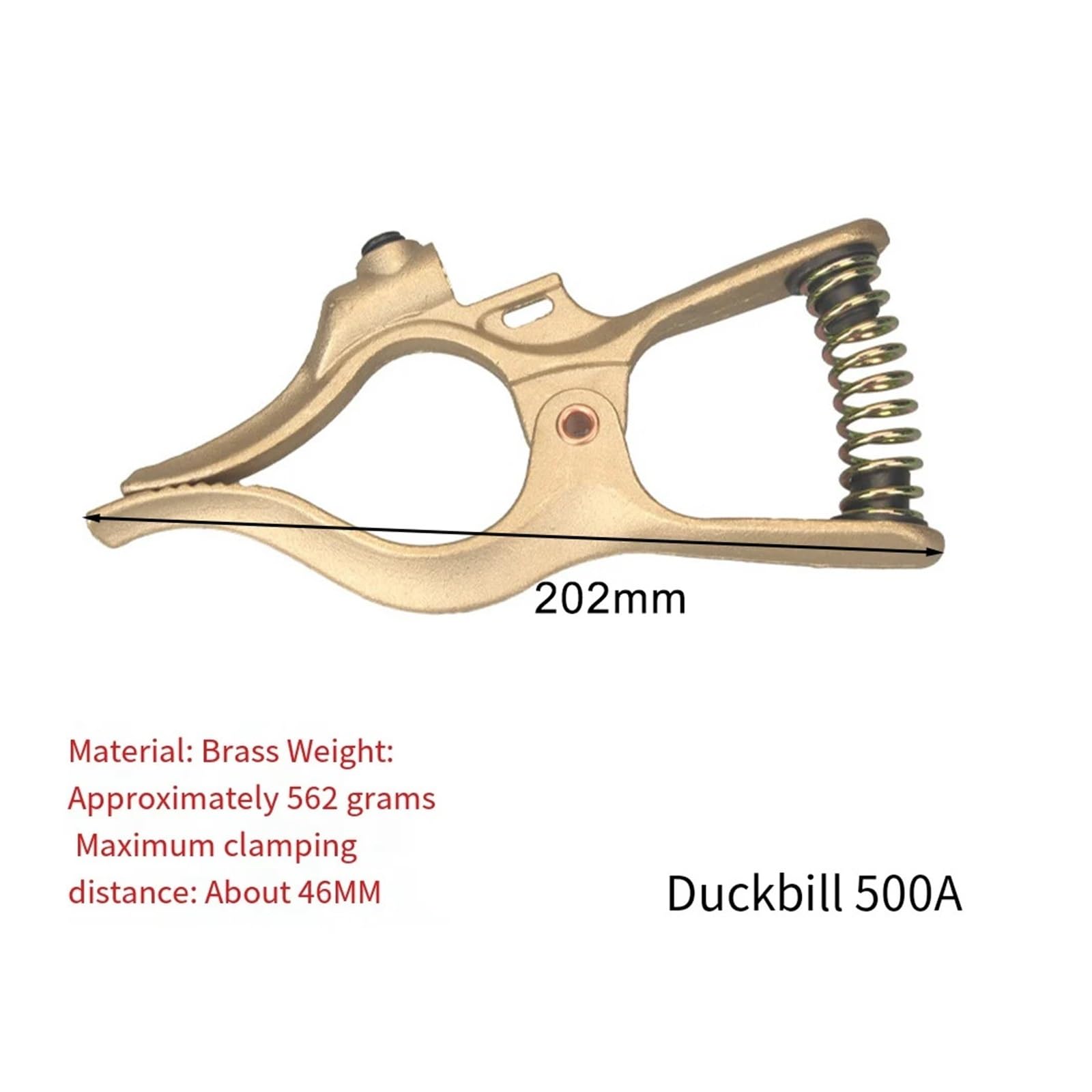 Pinza massa per saldatrice Morsetto di terra for saldatura in ottone Collegamento affidabile Distanza di serraggio massima Costruzione di 46 mm