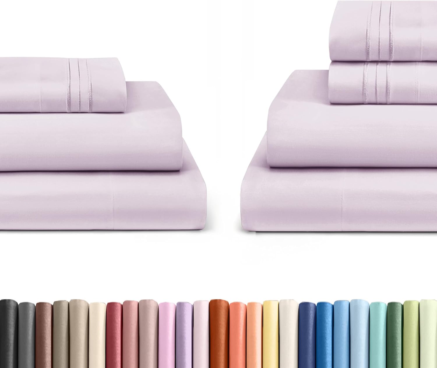 CGK Unlimited 4 Piece + 6 Piece Twin Bed Sheets Set - Light Lavender