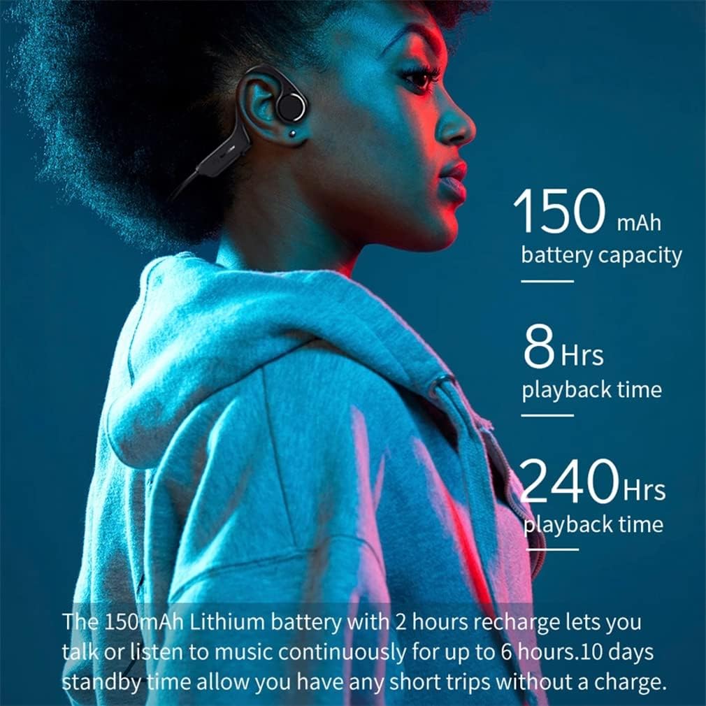 YODZ Bone Conduction Headphones Sports Bluetooth HiFi 5.0 Stereo Wireless Earphones IPX8 Waterproof Noise Cancelling with Mic, for Sports and Games