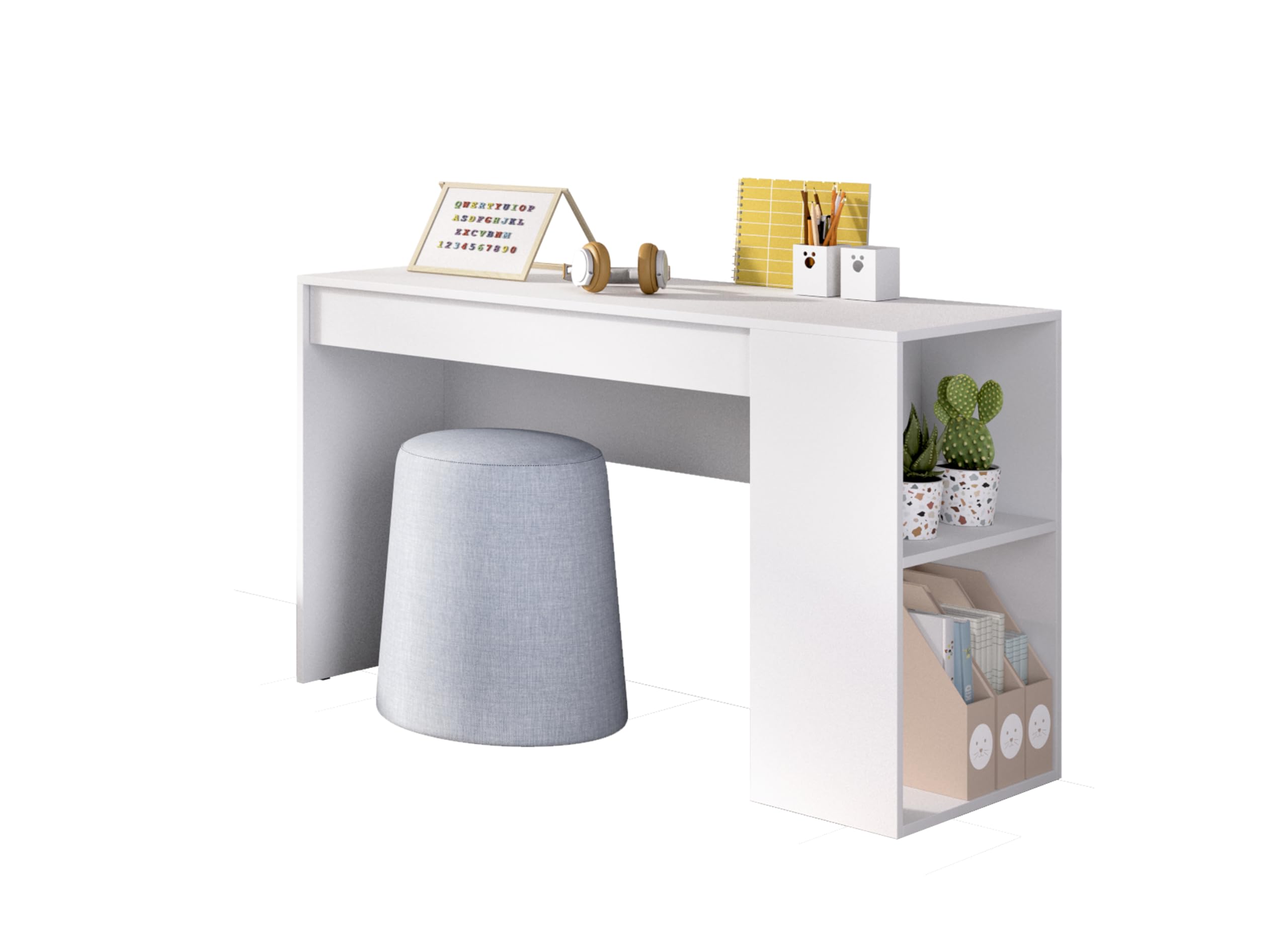 DEKIT GRUPO RIMOBEL LAGO PACK - Conjunto de cama nido con arrastre y mesa escritorio - BLANCO