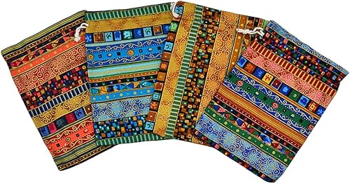 Miniatura 1 de EXCEART Bolsas de regalo de joyería, 4 bolsas de regalo de estilo étnico con cordón, bolsa de arpillera de lino de estilo étnico egipcio, bolsas