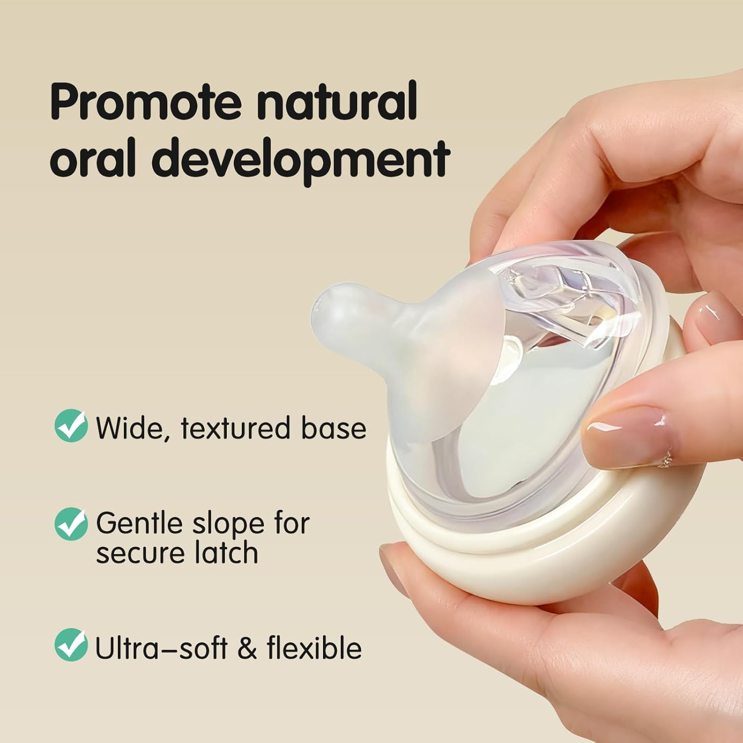 Natural Flow Silicone Baby Bottle Nipple for Wide Neck Bottles Level 1, Slow Flow (S) Nipple, 1+ Months, 4 Counts (Pack of 1) BPA-Free - Image 7