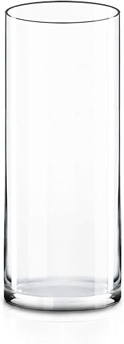 Glass Cylinder Vase (H:14" D:5") | Multiple Size Choices Glass Flower Vase Centerpieces | Hurricane Floating Candle Holder Vase