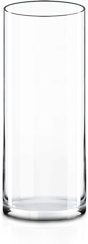 CYS Excel Glass Cylinder Vase (H:14" D:5") | Multiple Size Choices Glass Flower Vase Centerpieces | Hurricane Floating Candle Holder Vase
