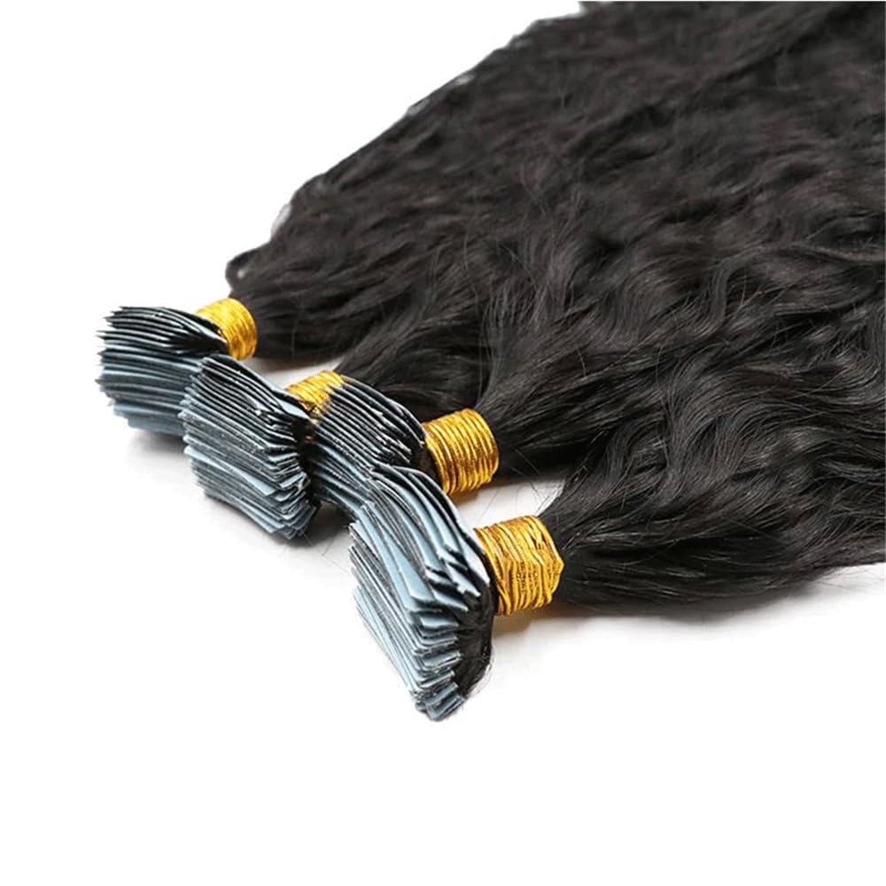 Cinta de onda de agua de 40 Uds en extensión de cabello humano for mujeres negras, extensiones de cabello de trama de piel suelta brasileña con extremos completos(20 inch)
