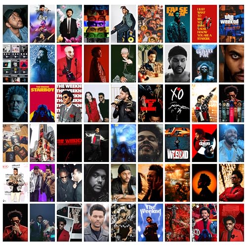 Image of MODERN GALLERY MART Pack of 54 Weeknd Wall Collage Kit Posters - 4 x 6 Inches Posters for Wall Decoration - Wall Art For Bedroom, Office, Living room, Dorm room - Glue Dots Included