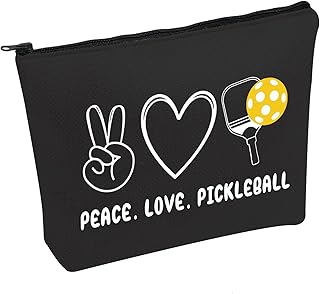 PWHAOO Pickleball Cosmetic Bag Peace Love Pickeleball Cosmetic Bag Pickleball Player Makeup Bag Pickleball Lover Gift, PEACE. LOVE. PICKLEBALL B