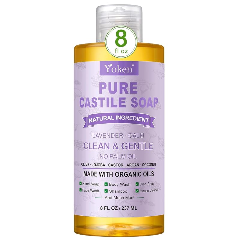 Yoken Sabonete Líquido de Castela com Lavanda e Óleos Orgânicos, 240 mL
