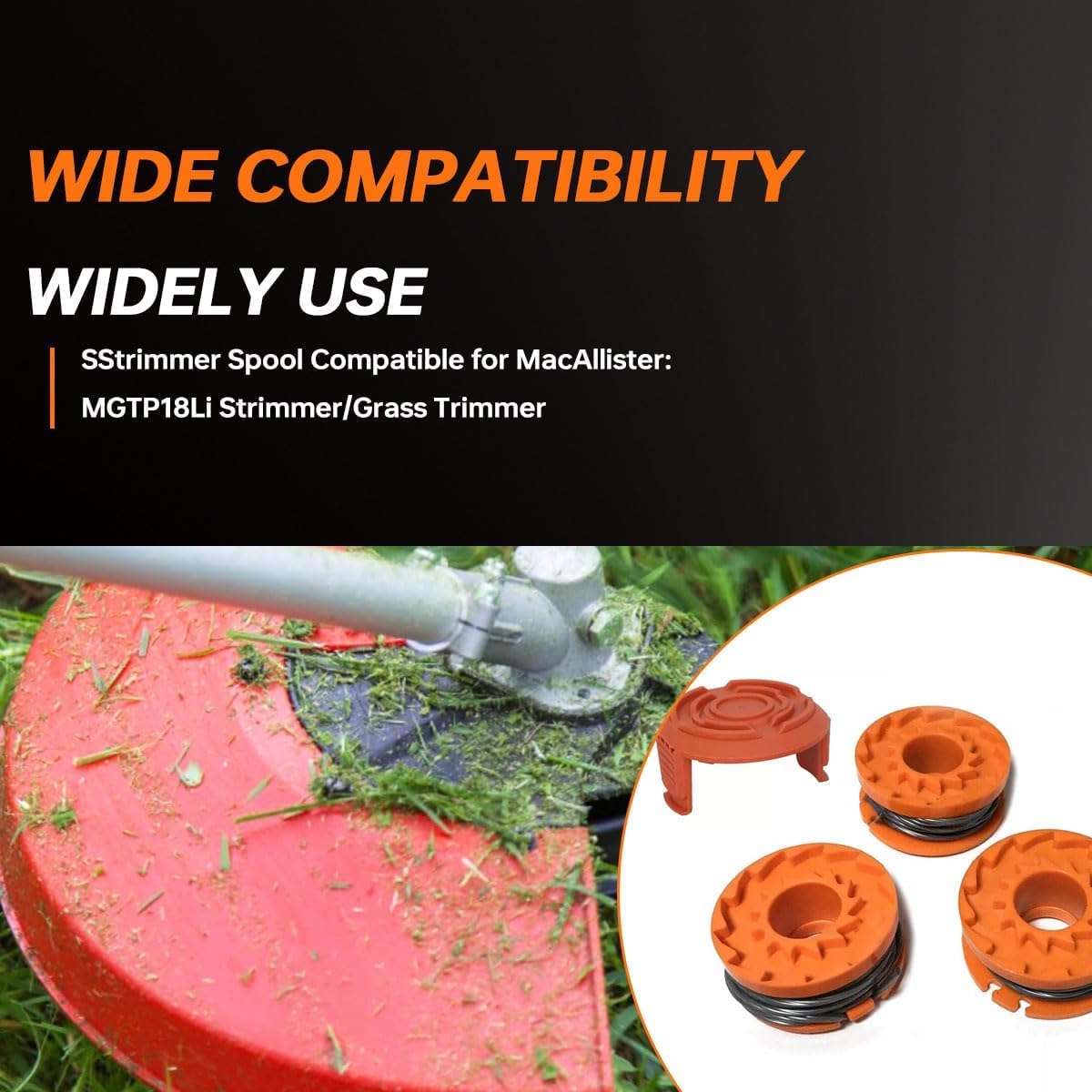 Lot De 4 Bobines De Fil Pour Débroussailleuse Avec 2 Couvercles, Bobine