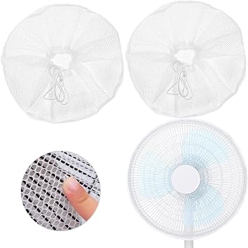 2 Pack - 16" Fan Cover,Washable Pedestal Fans Dustproof Covers,Protect Kid Children Baby Finger Net Mesh Fan Guard,Summer Home Fans Safety Dust Covers,Perfect for Parents of Toddlers White