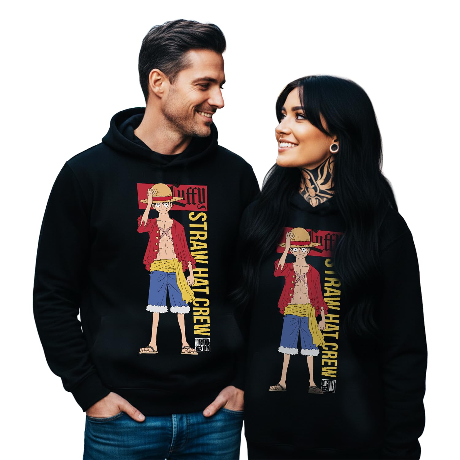 One Piece - Straw Hat Crew. Sudadera con capucha unisex de algodón. Ajuste regular para adulto y niño