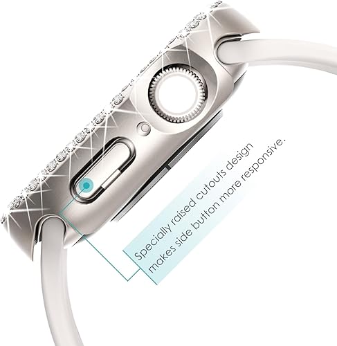 Miniatura 5 de NewWays Paquete de 2 fundas brillantes con protector de pantalla compatible con Apple Watch de 1.73 pulgadas SE 2022 Series 6 5 4, funda protectora