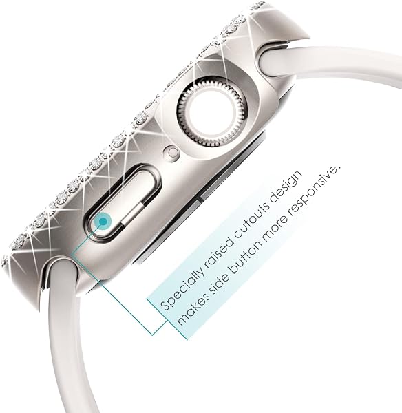 NewWays 2 Pack Compatible with Apple Watch Case 40mm Built-in Screen Protector,Women Diamond Bling Cases for iWatch Series SE(2025-2020) 6 5 4,Starlight/Clear - 4