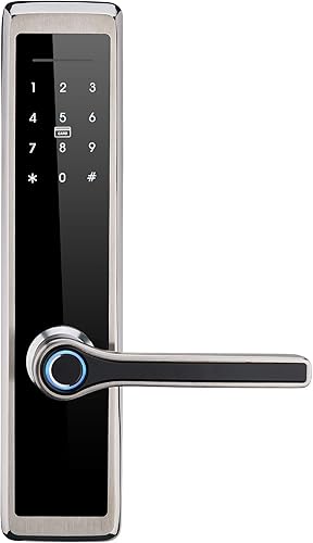 Maren - Cerradura de puerta de acero inoxidable 304, cerradura de puerta, desbloqueo por huella digital, código, tarjeta, llave (MR6800-R) (mano