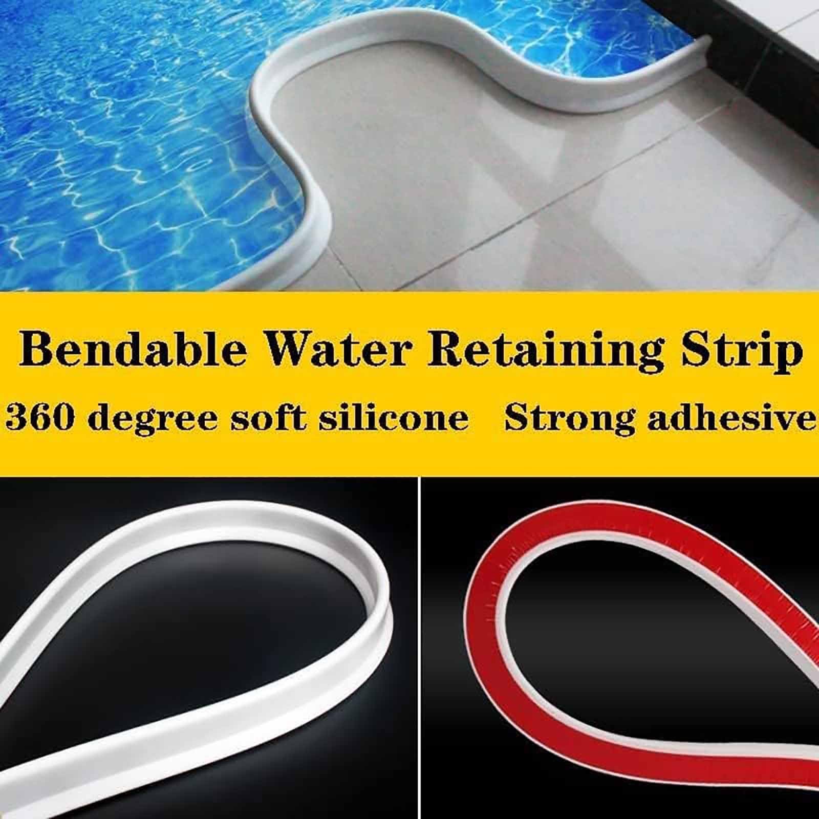 Barriera d'acqua per pavimento della stanza, Barriera d'acqua per soglia doccia in silicone, Striscia di tenuta per sistema di ritenzione idrica autoadesiva domestica, per lavandino del bagno ( Color