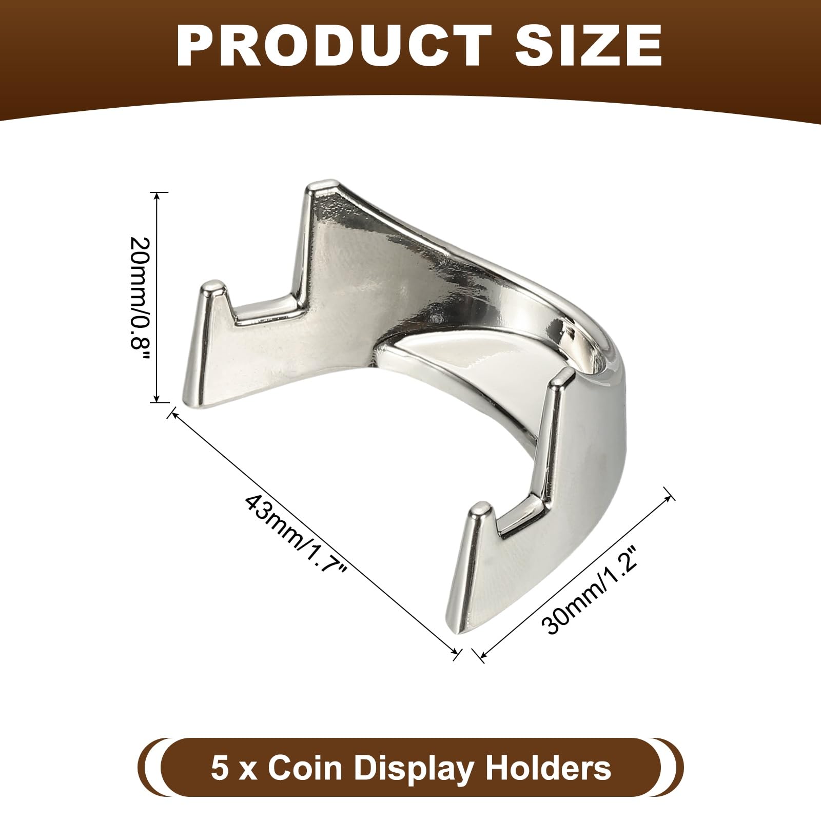 PATIKIL Coin Display Stands, 5Pcs Mini Coin Easel Presentation Holder for Silver Dollar Collectors Collection Supplies, Silver - Image 2