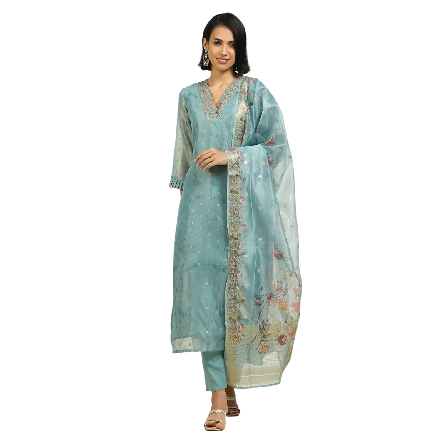 BIBA Women Silk Blend Bandhej Crinkled Unstitched Suit Set - Review, Price and Buying Guide
