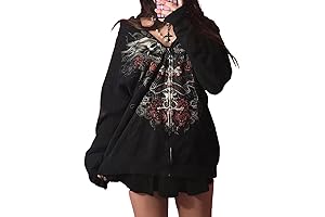 Women Zip Up Hoodie Y2k Vintage Graphic Oversized Hooded Sweatshirt Jacket Pullover...