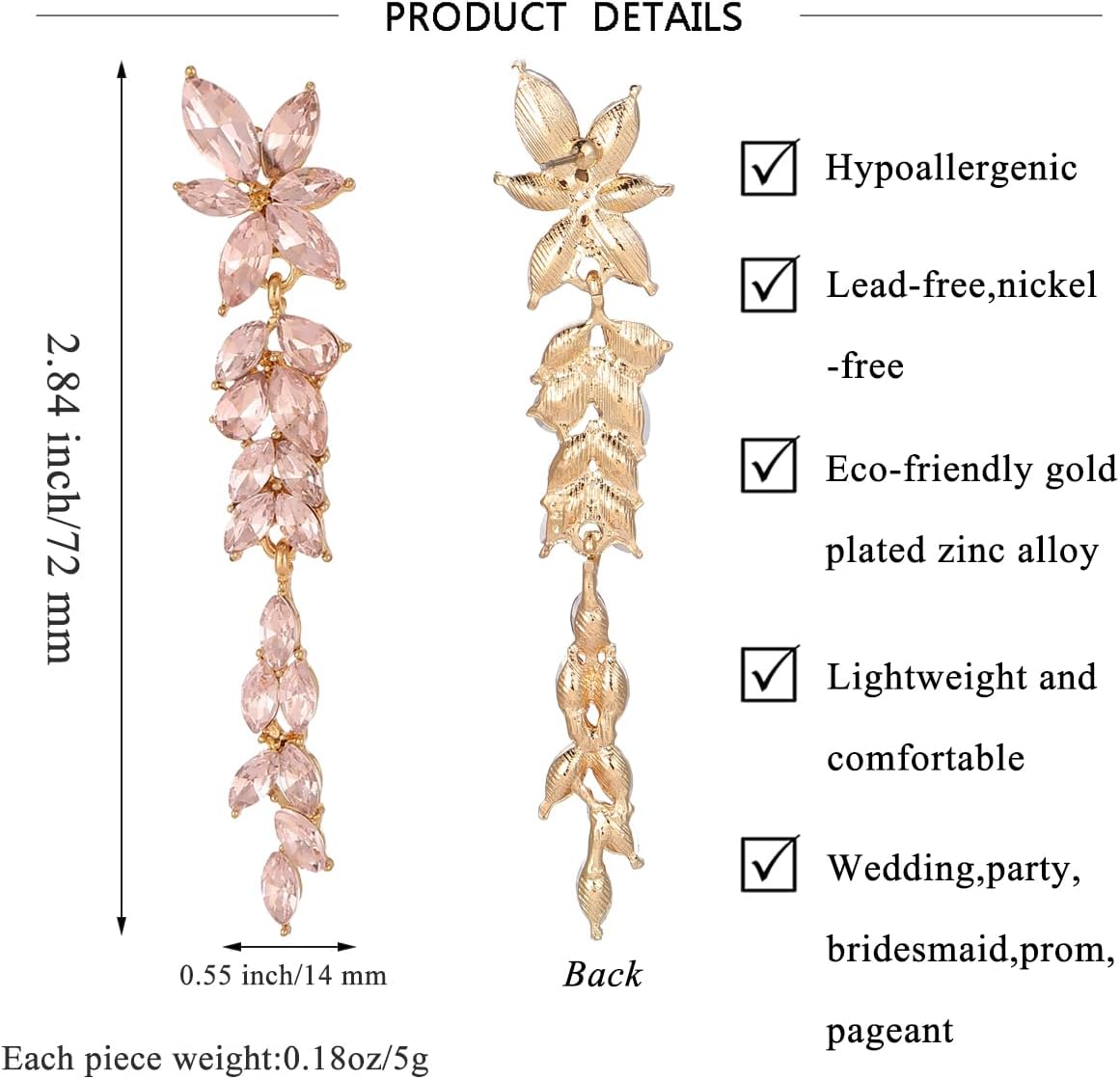 Fashion Rhinestone Statement Drop Dangle Earrings Dangling Sparkly Crystal Marquise Bridal Bridesmaid Wedding Earrings Long Chandelier Teardrop Earrings for Women Prom Party - Image 4