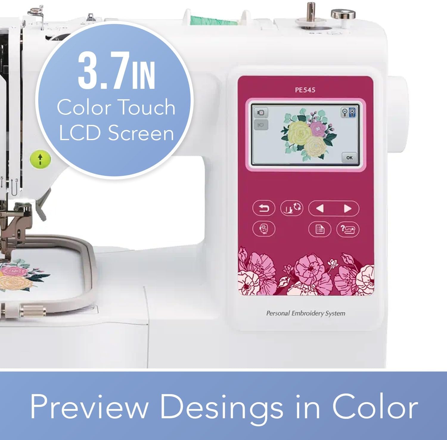 Brother Elite PE545 3.7-Inch LCD Touch Display Computerized Embroidery Machine Bundle with Needles, Bobbins and Thread Kit (4 Items)