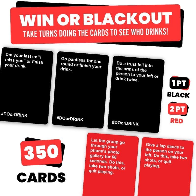 Do or Drink Drinking Card Games for Adults - Fun Adult Games for Game Night & Parties - 21st Birthday Gift & Bachelorette Party Games with 350 Cards & 175 Challenges That Will Get You Drinking - Image 3