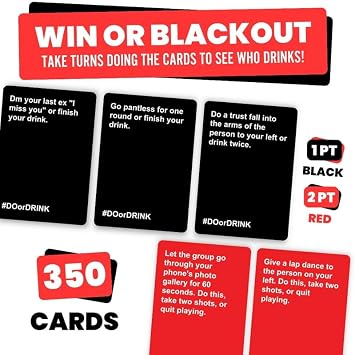 Do or Drink Drinking Card Games for Adults - Fun Adult Games for Game Night & Parties - 18th Birthday Gift & Hen's Party Games with 350 Cards & 175 Challenges That Will Get You Drinking