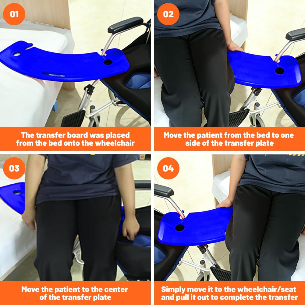 Tabla antideslizante para silla de ruedas, elevador de pacientes, acero ABS, capacidad de carga 200 kg, tabla de transferencia (azul)