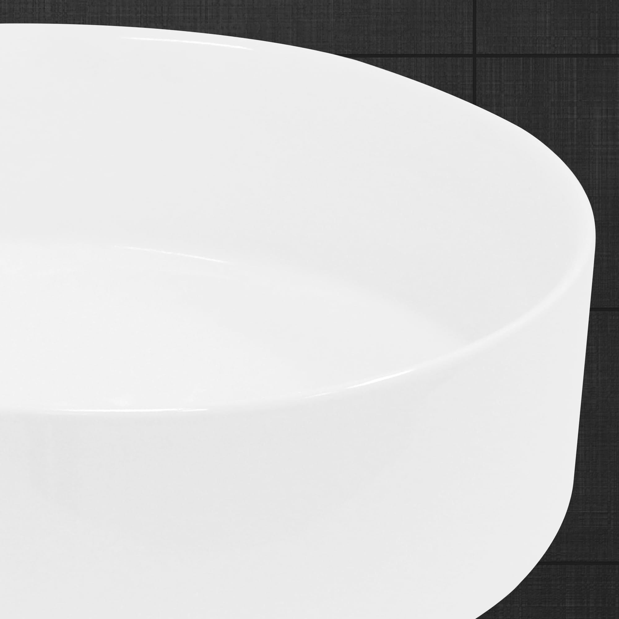 ECD Germany Lavabo Ronde en Céramique, Ø 355 x 120 mm, Blanc, avec Garniture de Vidage 1 1/4, pour Lavabo sans Trop-Plein, Vasque à Poser, Évier Moderne, Lave-Mains, Cuvette Salle de Bain Toilette