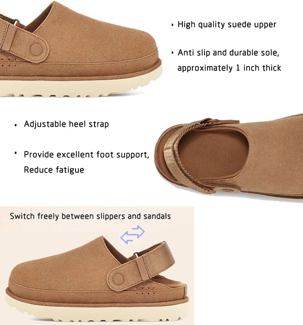 Clogs for Women Suede Clog Adjustable Women's Platform Clogs Women's Mules & Clogs Casual Cloud Sandals Non Slip Shoes Slippers - Image 5