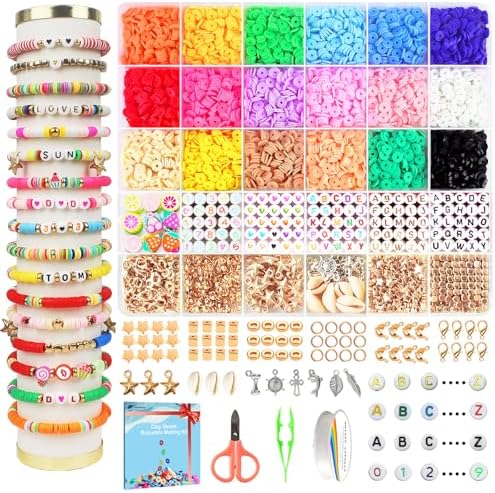 Fournine 5300 Pcs Clay Beads Friendship Bracelet Making Kit, Prep...