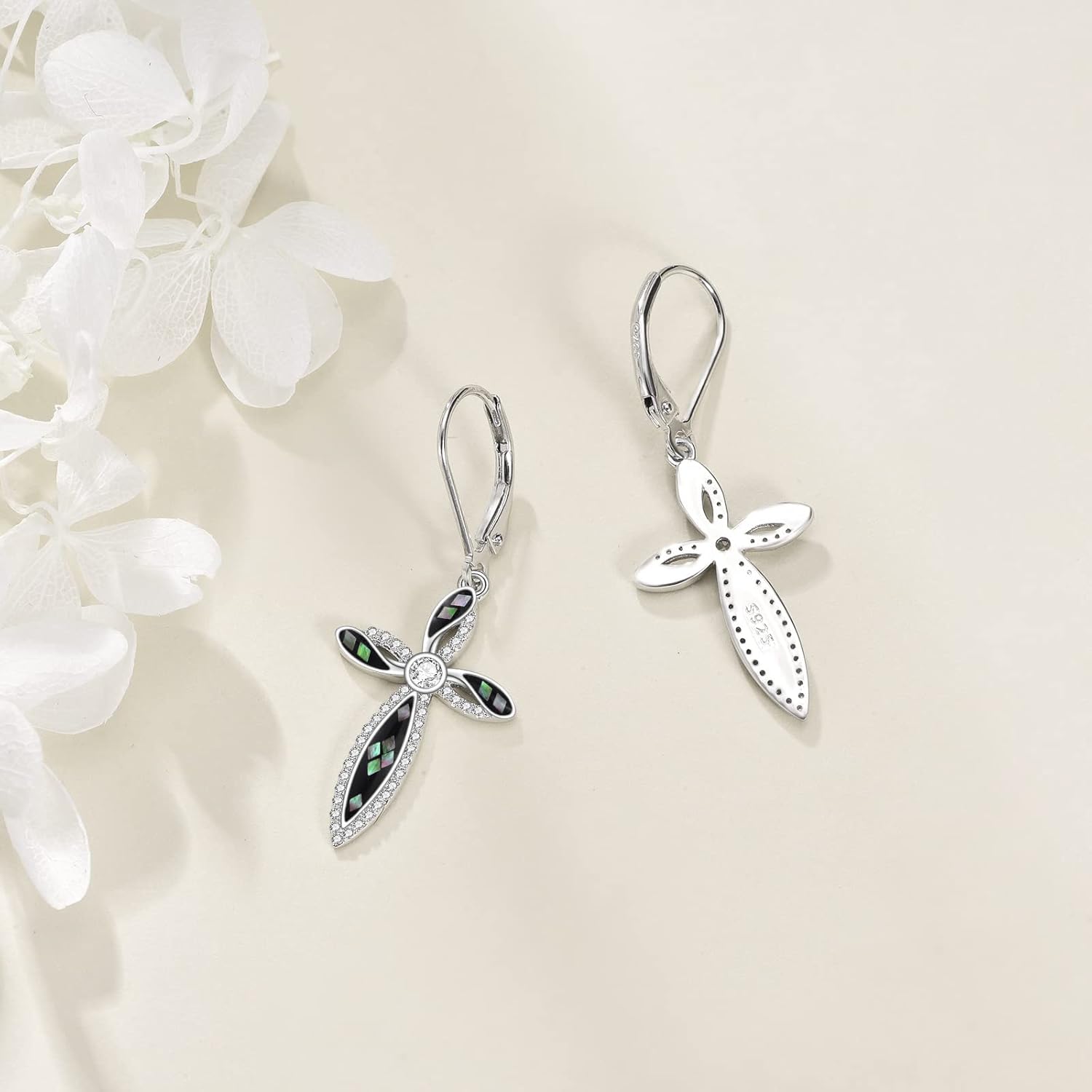 Cross Earrings 925 Sterling Silver Dangle Earring Gifts for Women - Image 3