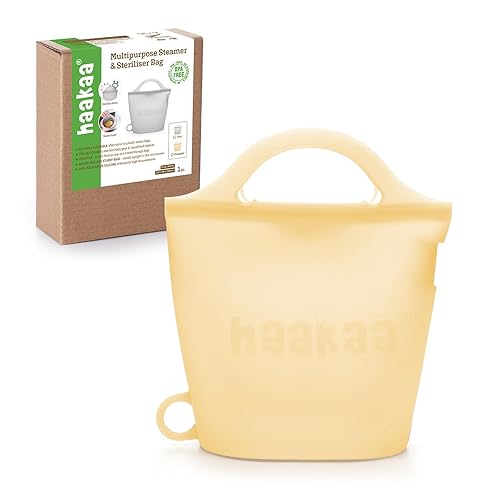Miniatura 11 de Haakaa Portátiles - Bolsas esterilizadoras de vapor de silicona para microondas, para viajes, bolsas de vapor reutilizables de silicona de Gris, 2