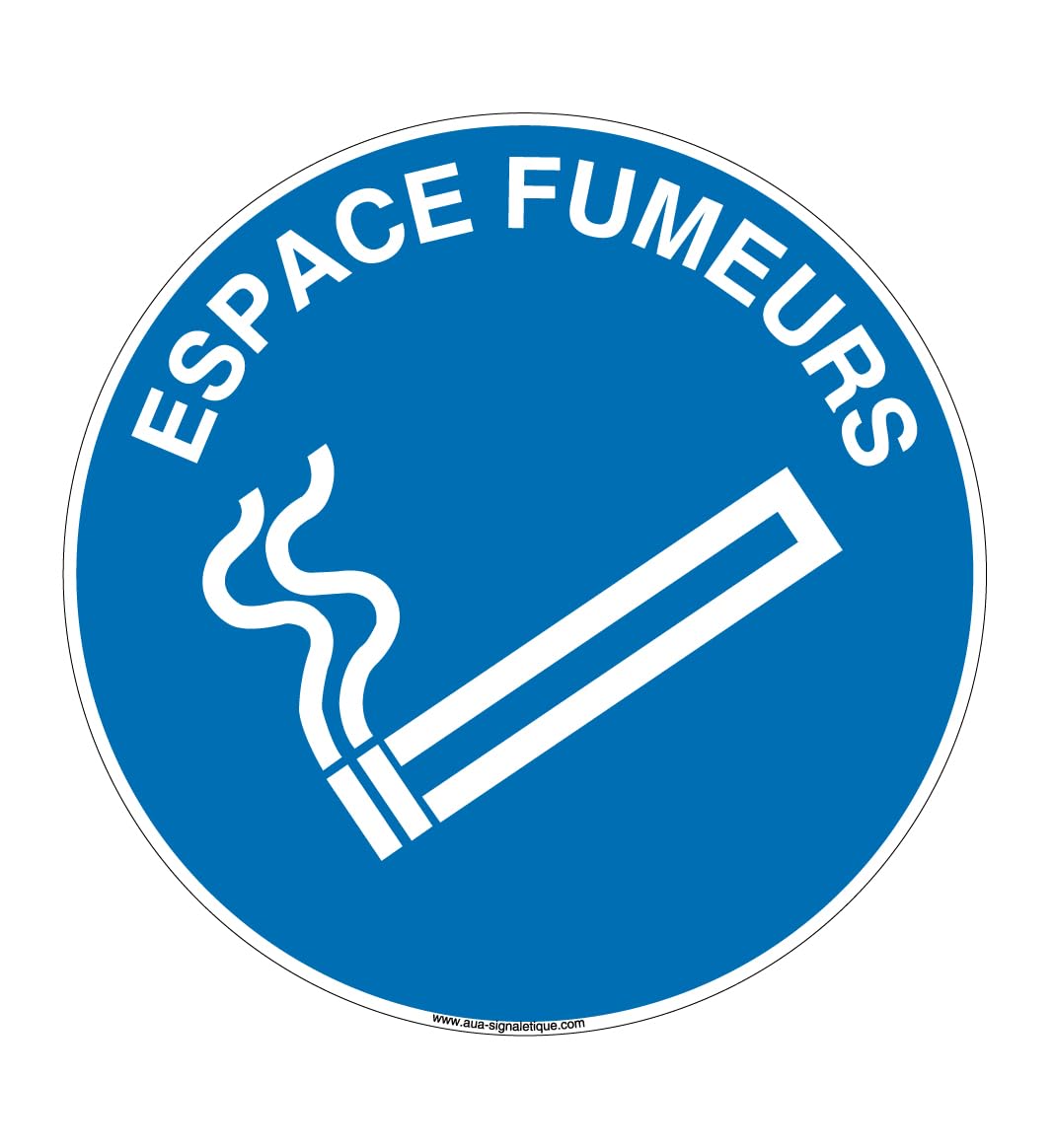 AUA SIGNALETIQUE - Panneau Espace fumeur texte-R - Ø 650 mm, Aluminium Dibond 3mm