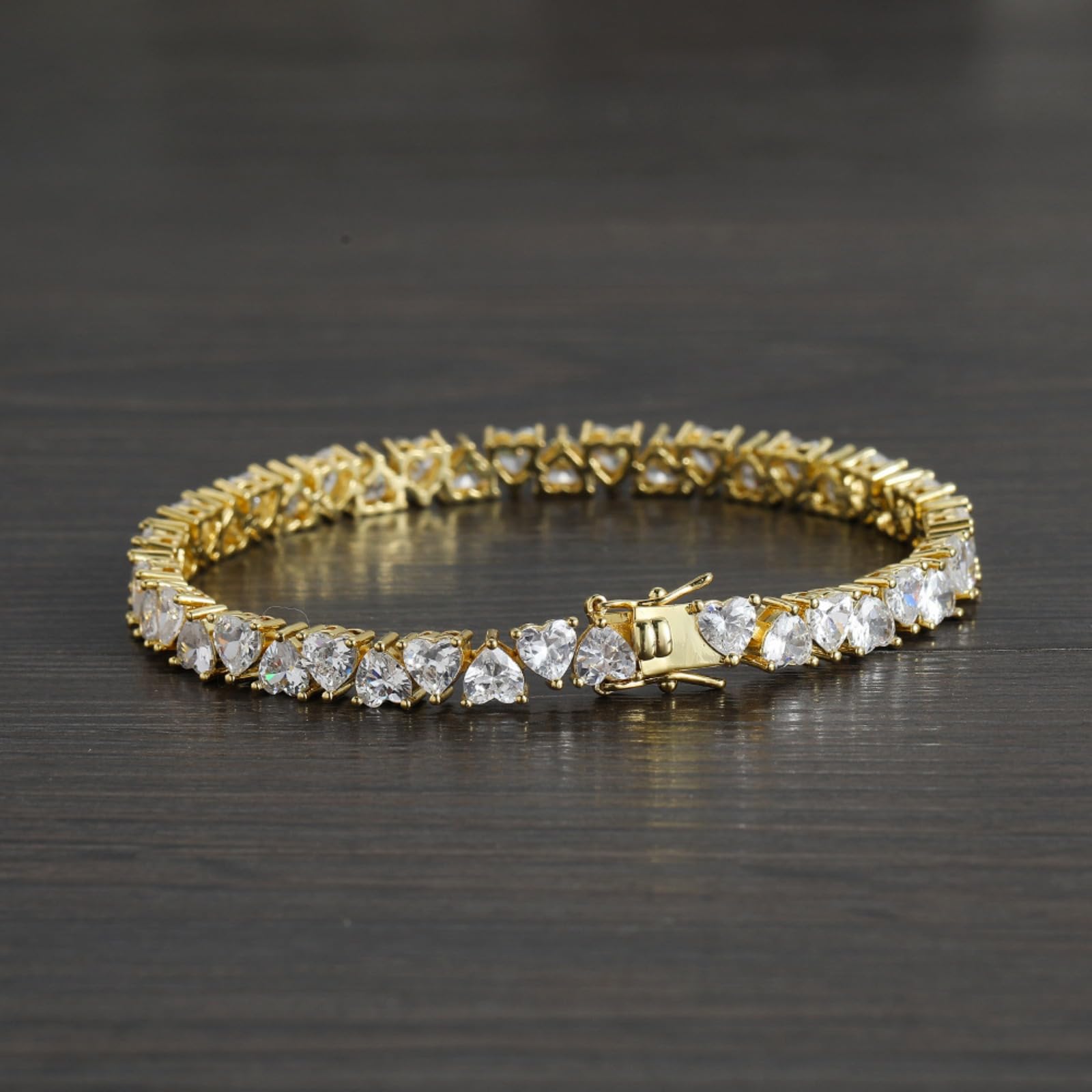 Bransoletki damskie. 5MM bransoletki tenisowe dla kobiet pozłacane 18-karatowym złotem klasyczna bransoletka z symulowanym diamentem serce wycięte CZ bransoletki dla kobiet ślubna biżuteria na studnió