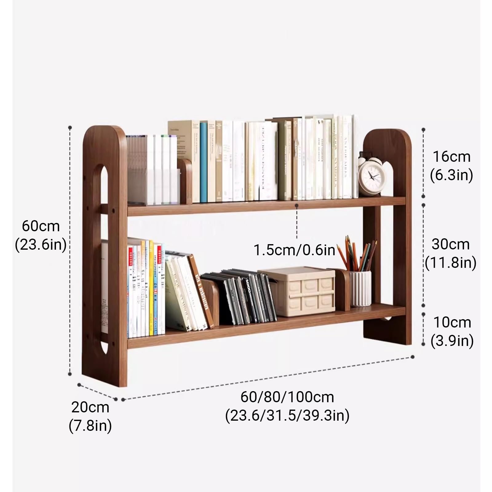 Scaffale Libreria Legno Regolabile,Dormitorio organizer per riporre oggetti Multistrato, Organizzatore Monitor,3 strati Scaffale Espositivo da Scrivania,Per Casa, Ufficio, Scuola, Studio