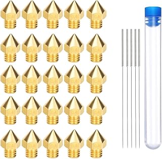 25PCS 13 * 8MM M6 3D Printer Nozzle 0.4mm~1.0mm MK8 Brass Copper Nozzles Extruder Print Head for Creality Ender 3 Ender 3 V2 Ender 3 Pro CR10 CR10S Anet A8 A8+ ET4 ET5 3D Printer Parts (0.6MM)