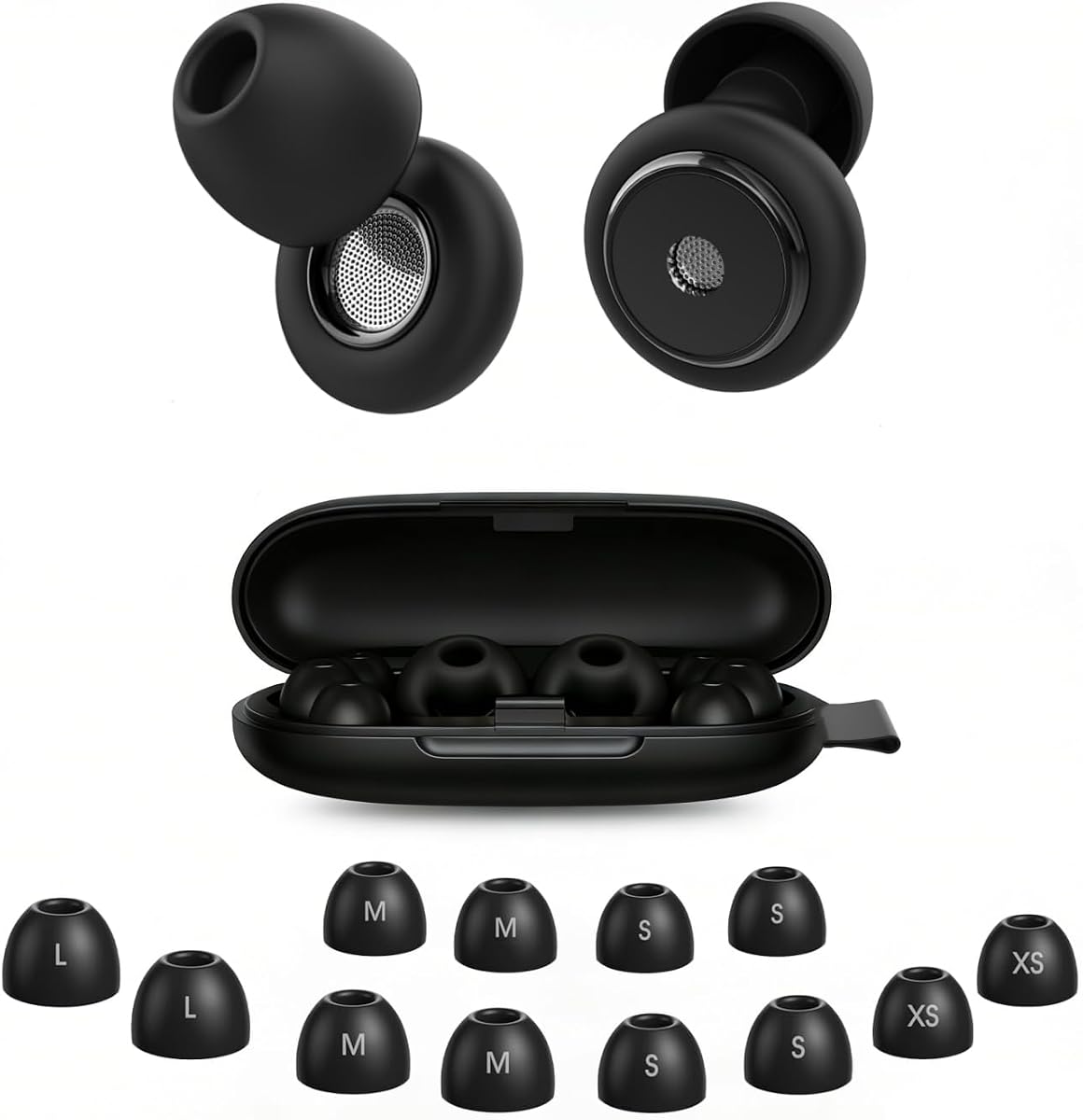 2BB 45dB Noise Cancelling Ear Plugs for Sleeping, 6 Pairs of Tips (Matte Black)