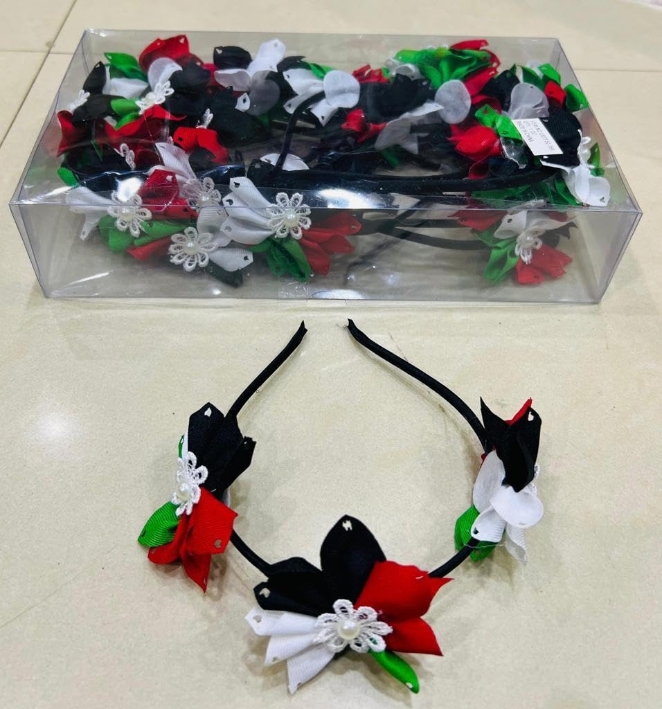 UAE National day 12pc Mini Bow Hair Accessories for Women & Girls Hair Band (Multicolor)