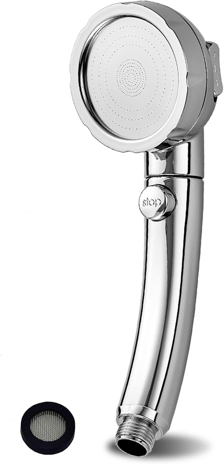 Shower Head,High Pressure Handheld Shower head Detachable Water Saving Shower with ON/OFF Pause Switch 3-Settings,Chrome Finish