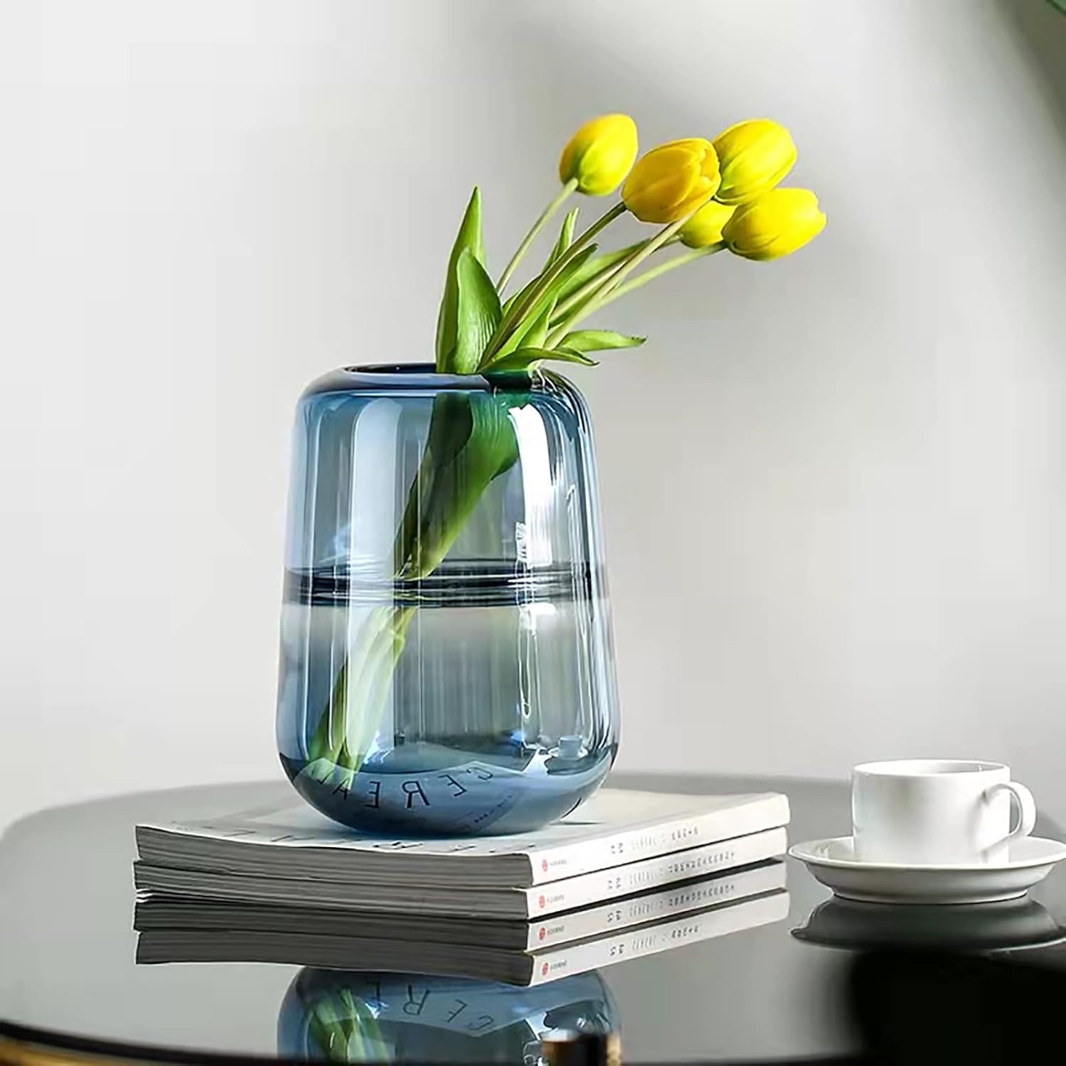 Modern Minimalist vase, Crystal Glass vase, Flower vase, Dried Flower vase(Blue) - Image 8